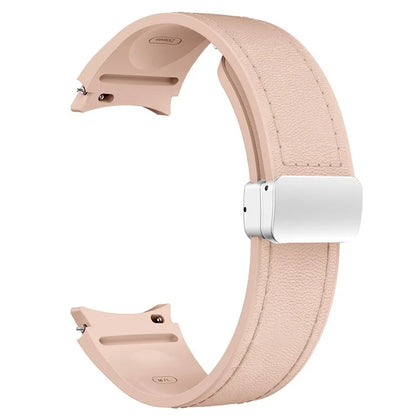 For Samsung Watch FE 40mm / Watch4 Classic Active / Watch 5 / Watch6 Classic Silicone+Leather Band Smartwatch Strap