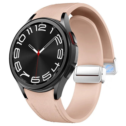 For Samsung Watch FE 40mm / Watch4 Classic Active / Watch 5 / Watch6 Classic Silicone+Leather Band Smartwatch Strap