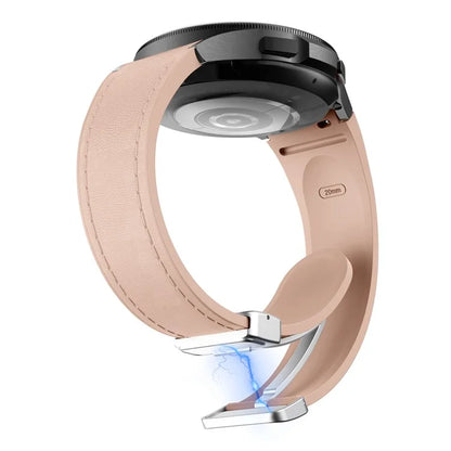 For Samsung Watch FE 40mm / Watch4 Classic Active / Watch 5 / Watch6 Classic Silicone+Leather Band Smartwatch Strap
