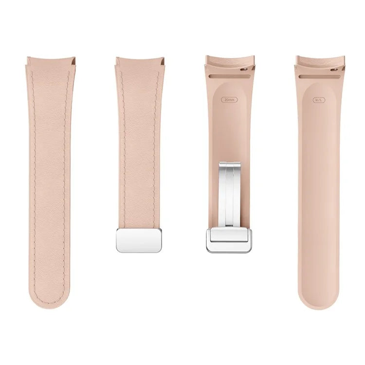 For Samsung Watch FE 40mm / Watch4 Classic Active / Watch 5 / Watch6 Classic Silicone+Leather Band Smartwatch Strap