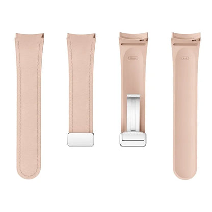 For Samsung Watch FE 40mm / Watch4 Classic Active / Watch 5 / Watch6 Classic Silicone+Leather Band Smartwatch Strap