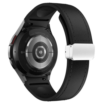 For Samsung Watch FE 40mm / Watch4 Classic Active / Watch 5 / Watch6 Classic Silicone+Leather Band Smartwatch Strap