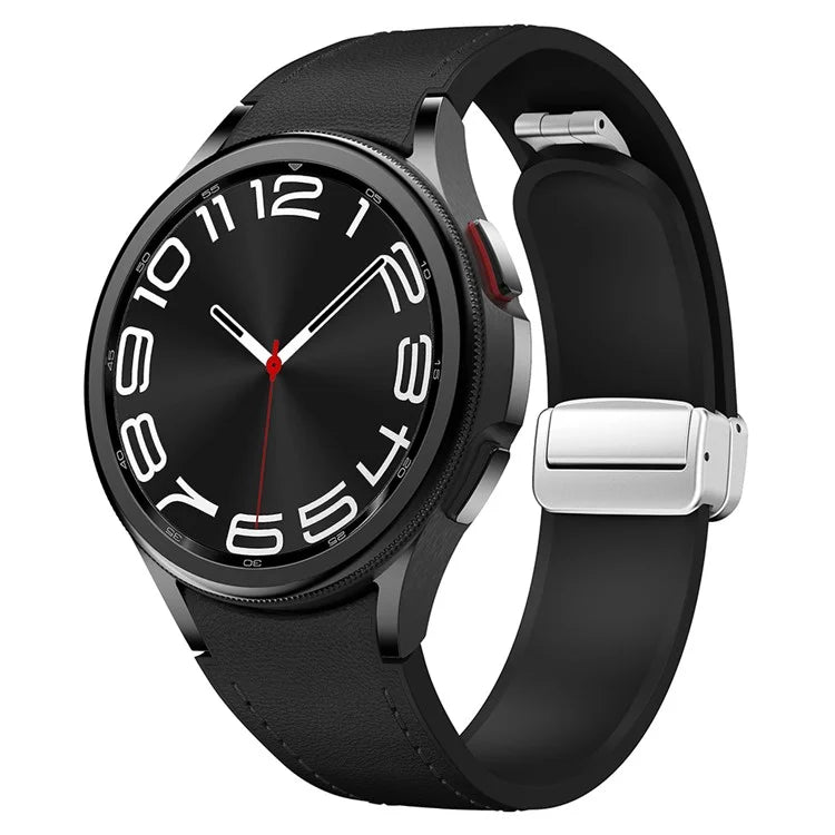 For Samsung Watch FE 40mm / Watch4 Classic Active / Watch 5 / Watch6 Classic Silicone+Leather Band Smartwatch Strap