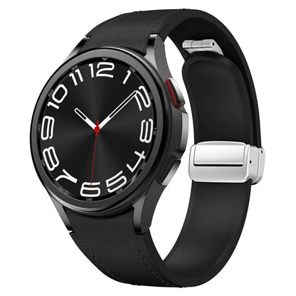 For Samsung Watch FE 40mm / Watch4 Classic Active / Watch 5 / Watch6 Classic Silicone+Leather Band Smartwatch Strap