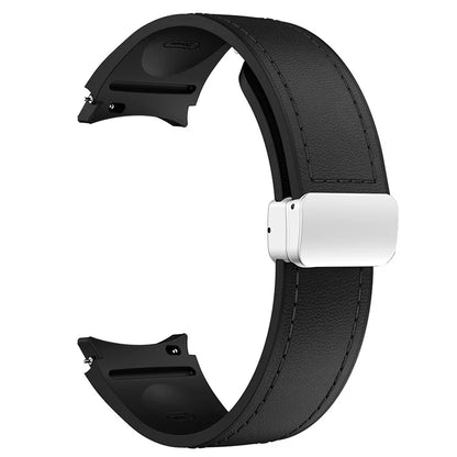 For Samsung Watch FE 40mm / Watch4 Classic Active / Watch 5 / Watch6 Classic Silicone+Leather Band Smartwatch Strap