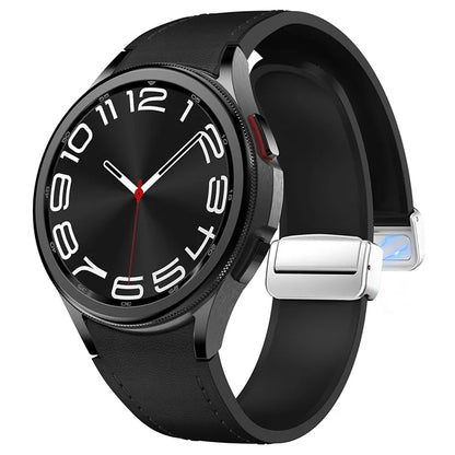 For Samsung Watch FE 40mm / Watch4 Classic Active / Watch 5 / Watch6 Classic Silicone+Leather Band Smartwatch Strap