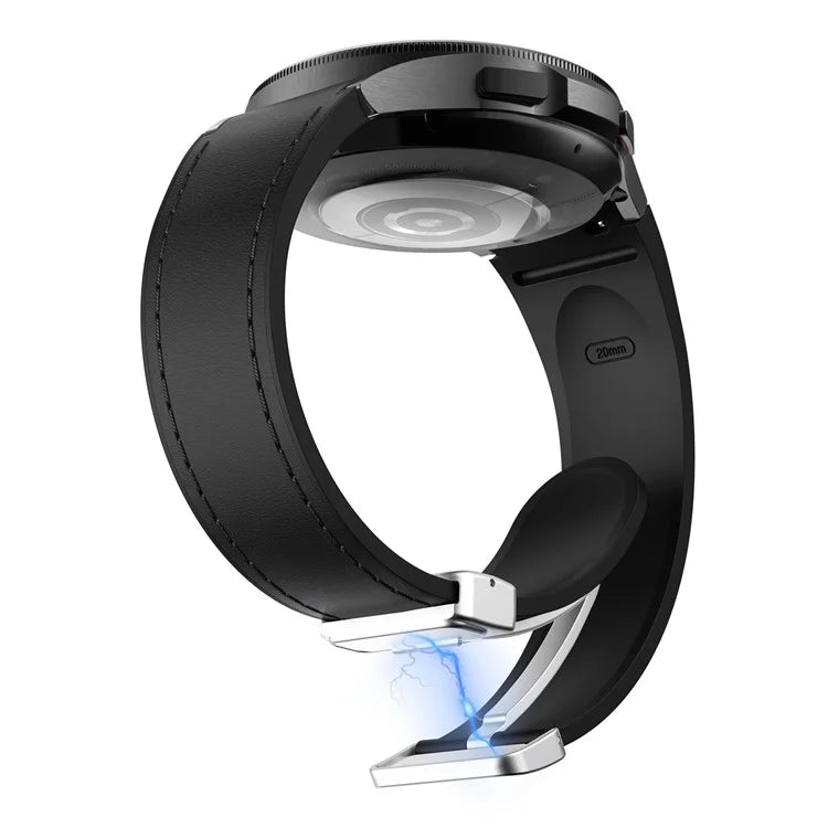 For Samsung Watch FE 40mm / Watch4 Classic Active / Watch 5 / Watch6 Classic Silicone+Leather Band Smartwatch Strap