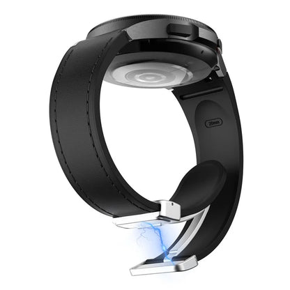 For Samsung Watch FE 40mm / Watch4 Classic Active / Watch 5 / Watch6 Classic Silicone+Leather Band Smartwatch Strap