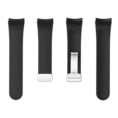 For Samsung Watch FE 40mm / Watch4 Classic Active / Watch 5 / Watch6 Classic Silicone+Leather Band Smartwatch Strap