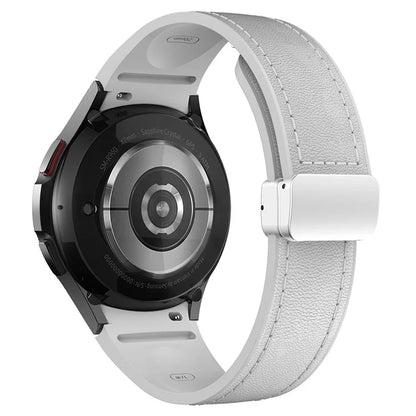 For Samsung Watch FE 40mm / Watch4 Classic Active / Watch 5 / Watch6 Classic Silicone+Leather Band Smartwatch Strap