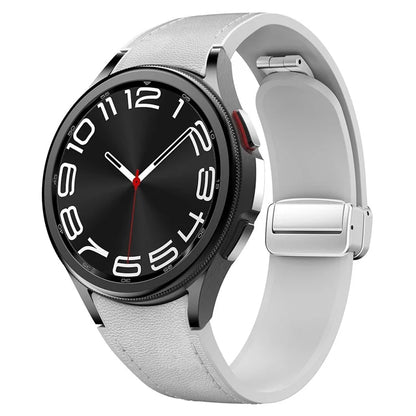 For Samsung Watch FE 40mm / Watch4 Classic Active / Watch 5 / Watch6 Classic Silicone+Leather Band Smartwatch Strap