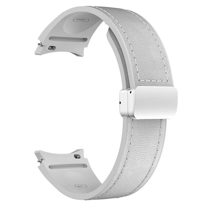 For Samsung Watch FE 40mm / Watch4 Classic Active / Watch 5 / Watch6 Classic Silicone+Leather Band Smartwatch Strap