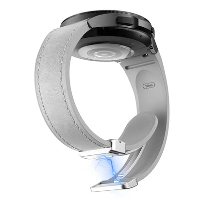 For Samsung Watch FE 40mm / Watch4 Classic Active / Watch 5 / Watch6 Classic Silicone+Leather Band Smartwatch Strap