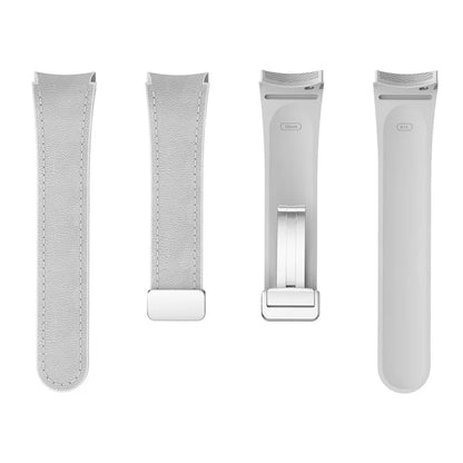 For Samsung Watch FE 40mm / Watch4 Classic Active / Watch 5 / Watch6 Classic Silicone+Leather Band Smartwatch Strap