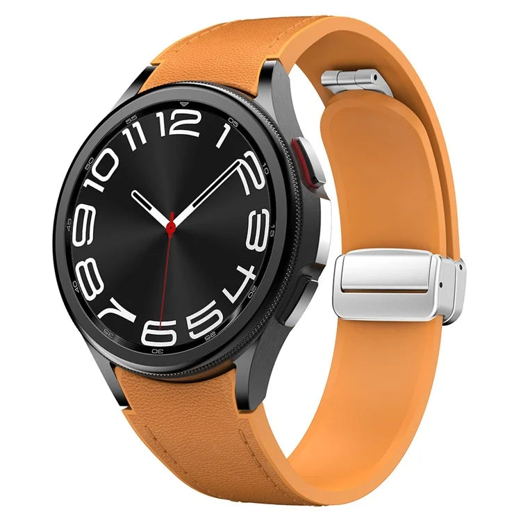 For Samsung Watch FE 40mm / Watch4 Classic Active / Watch 5 / Watch6 Classic Silicone+Leather Band Smartwatch Strap