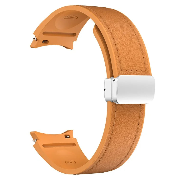 For Samsung Watch FE 40mm / Watch4 Classic Active / Watch 5 / Watch6 Classic Silicone+Leather Band Smartwatch Strap