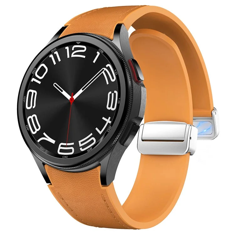 For Samsung Watch FE 40mm / Watch4 Classic Active / Watch 5 / Watch6 Classic Silicone+Leather Band Smartwatch Strap