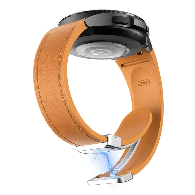 For Samsung Watch FE 40mm / Watch4 Classic Active / Watch 5 / Watch6 Classic Silicone+Leather Band Smartwatch Strap