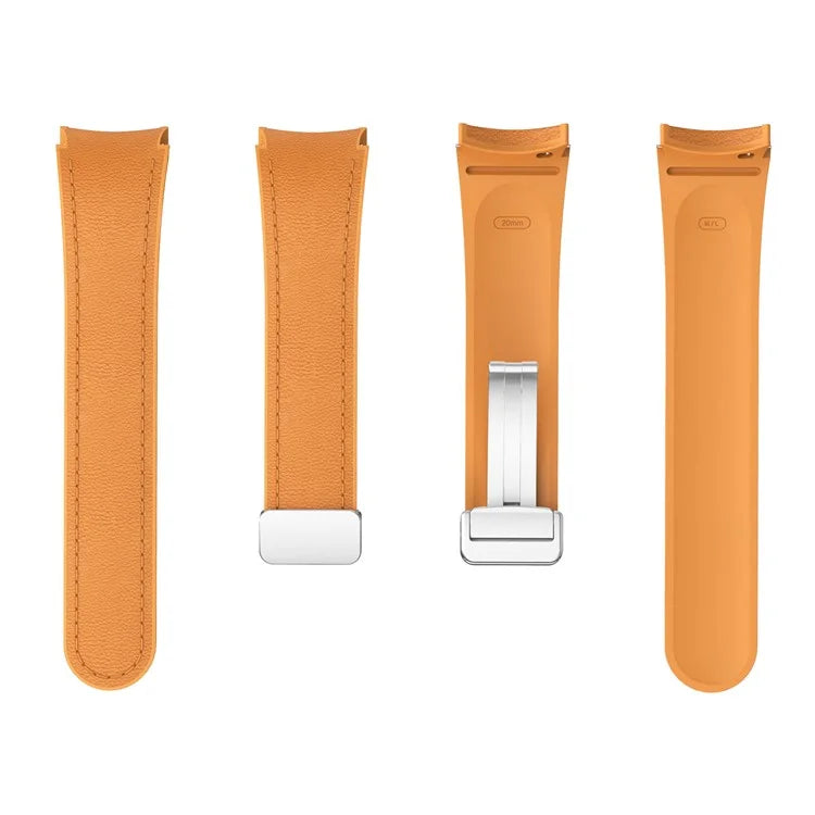 For Samsung Watch FE 40mm / Watch4 Classic Active / Watch 5 / Watch6 Classic Silicone+Leather Band Smartwatch Strap