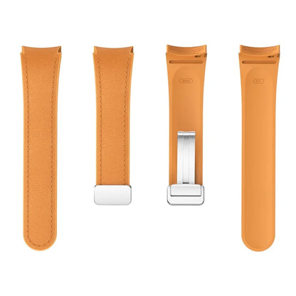 For Samsung Watch FE 40mm / Watch4 Classic Active / Watch 5 / Watch6 Classic Silicone+Leather Band Smartwatch Strap