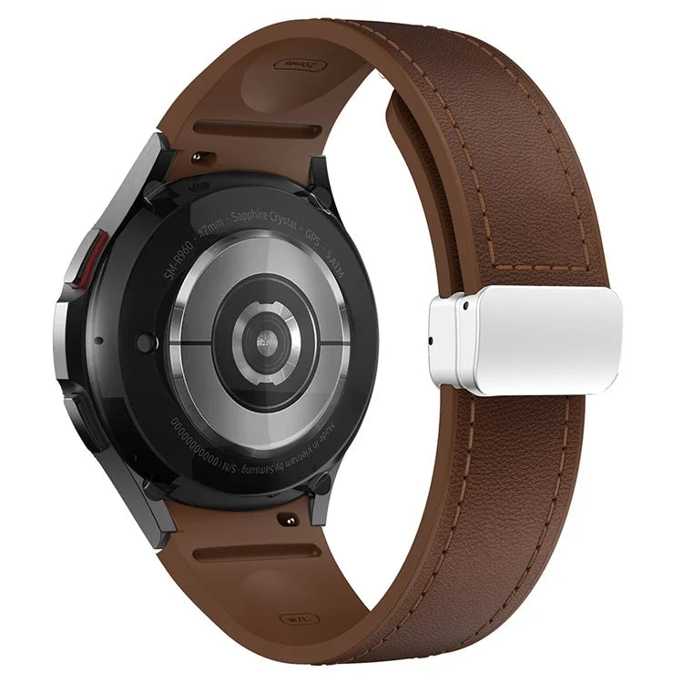 For Samsung Watch FE 40mm / Watch4 Classic Active / Watch 5 / Watch6 Classic Silicone+Leather Band Smartwatch Strap