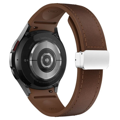 For Samsung Watch FE 40mm / Watch4 Classic Active / Watch 5 / Watch6 Classic Silicone+Leather Band Smartwatch Strap