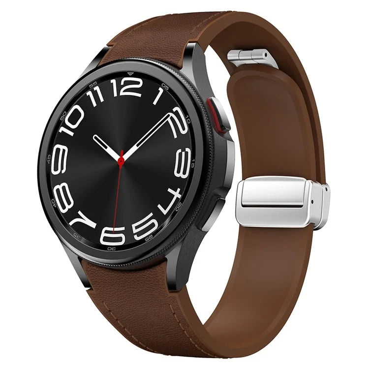 For Samsung Watch FE 40mm / Watch4 Classic Active / Watch 5 / Watch6 Classic Silicone+Leather Band Smartwatch Strap