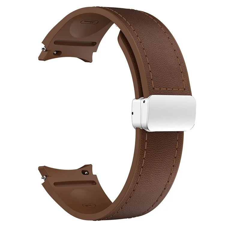 For Samsung Watch FE 40mm / Watch4 Classic Active / Watch 5 / Watch6 Classic Silicone+Leather Band Smartwatch Strap