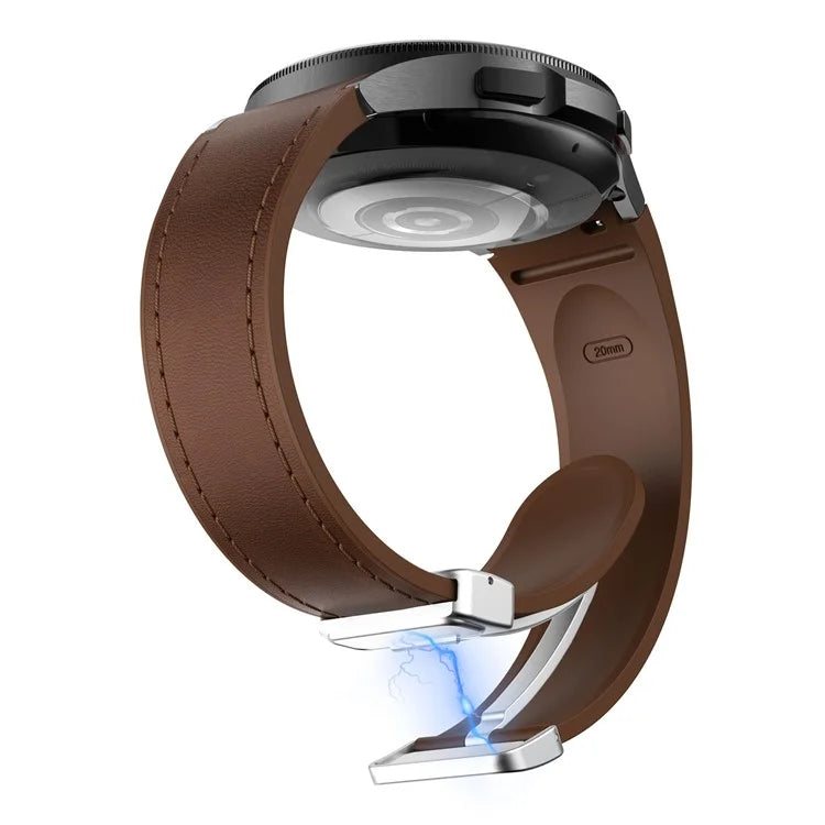 For Samsung Watch FE 40mm / Watch4 Classic Active / Watch 5 / Watch6 Classic Silicone+Leather Band Smartwatch Strap