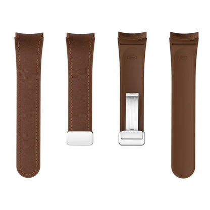 For Samsung Watch FE 40mm / Watch4 Classic Active / Watch 5 / Watch6 Classic Silicone+Leather Band Smartwatch Strap