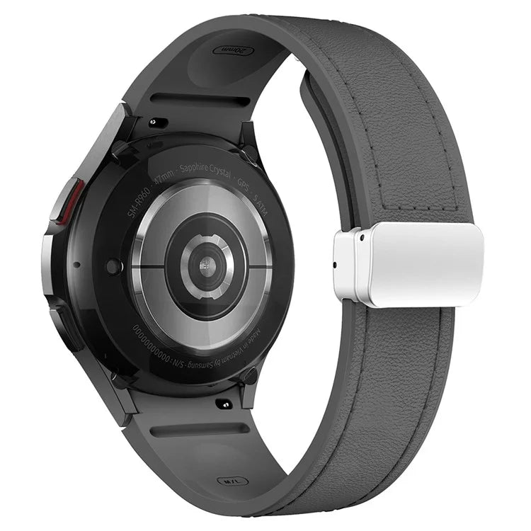 For Samsung Watch FE 40mm / Watch4 Classic Active / Watch 5 / Watch6 Classic Silicone+Leather Band Smartwatch Strap