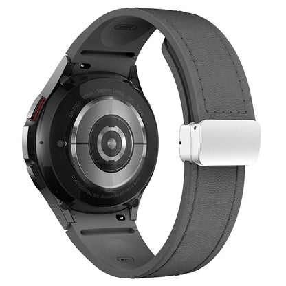 For Samsung Watch FE 40mm / Watch4 Classic Active / Watch 5 / Watch6 Classic Silicone+Leather Band Smartwatch Strap