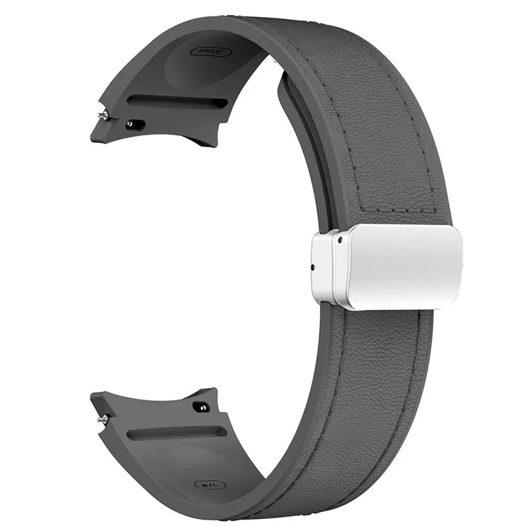 For Samsung Watch FE 40mm / Watch4 Classic Active / Watch 5 / Watch6 Classic Silicone+Leather Band Smartwatch Strap