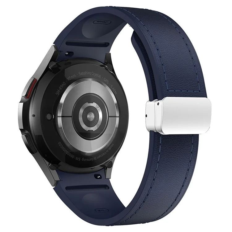 For Samsung Watch FE 40mm / Watch4 Classic Active / Watch 5 / Watch6 Classic Silicone+Leather Band Smartwatch Strap