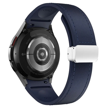 For Samsung Watch FE 40mm / Watch4 Classic Active / Watch 5 / Watch6 Classic Silicone+Leather Band Smartwatch Strap