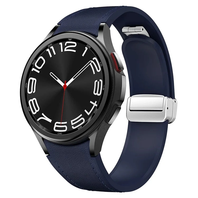 For Samsung Watch FE 40mm / Watch4 Classic Active / Watch 5 / Watch6 Classic Silicone+Leather Band Smartwatch Strap
