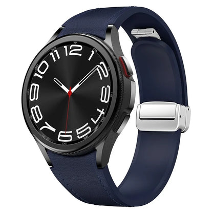 For Samsung Watch FE 40mm / Watch4 Classic Active / Watch 5 / Watch6 Classic Silicone+Leather Band Smartwatch Strap