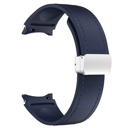 For Samsung Watch FE 40mm / Watch4 Classic Active / Watch 5 / Watch6 Classic Silicone+Leather Band Smartwatch Strap