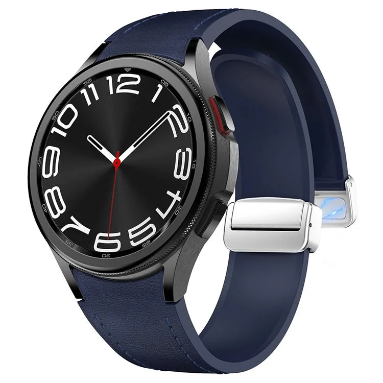 For Samsung Watch FE 40mm / Watch4 Classic Active / Watch 5 / Watch6 Classic Silicone+Leather Band Smartwatch Strap