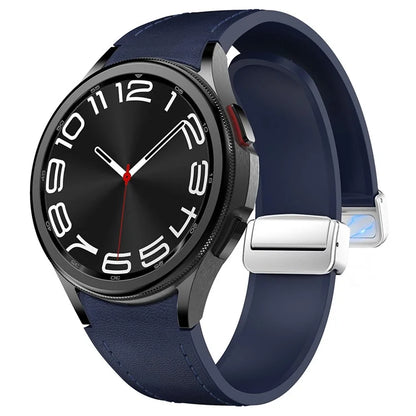For Samsung Watch FE 40mm / Watch4 Classic Active / Watch 5 / Watch6 Classic Silicone+Leather Band Smartwatch Strap