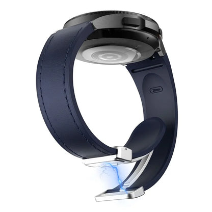 For Samsung Watch FE 40mm / Watch4 Classic Active / Watch 5 / Watch6 Classic Silicone+Leather Band Smartwatch Strap