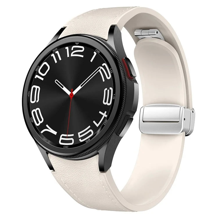 For Samsung Watch FE 40mm / Watch4 Classic Active / Watch 5 / Watch6 Classic Silicone+Leather Band Smartwatch Strap