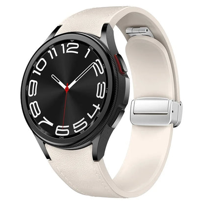 For Samsung Watch FE 40mm / Watch4 Classic Active / Watch 5 / Watch6 Classic Silicone+Leather Band Smartwatch Strap