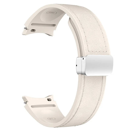 For Samsung Watch FE 40mm / Watch4 Classic Active / Watch 5 / Watch6 Classic Silicone+Leather Band Smartwatch Strap