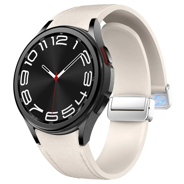 For Samsung Watch FE 40mm / Watch4 Classic Active / Watch 5 / Watch6 Classic Silicone+Leather Band Smartwatch Strap