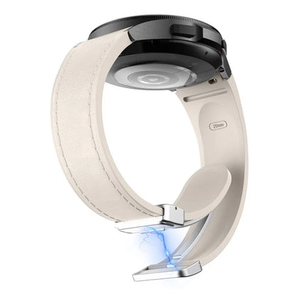 For Samsung Watch FE 40mm / Watch4 Classic Active / Watch 5 / Watch6 Classic Silicone+Leather Band Smartwatch Strap