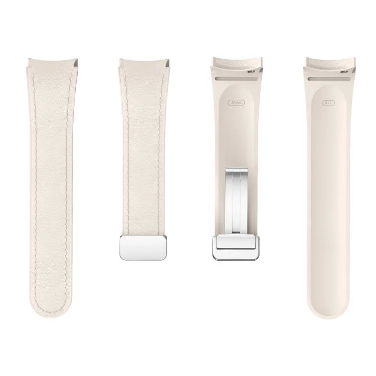 For Samsung Watch FE 40mm / Watch4 Classic Active / Watch 5 / Watch6 Classic Silicone+Leather Band Smartwatch Strap