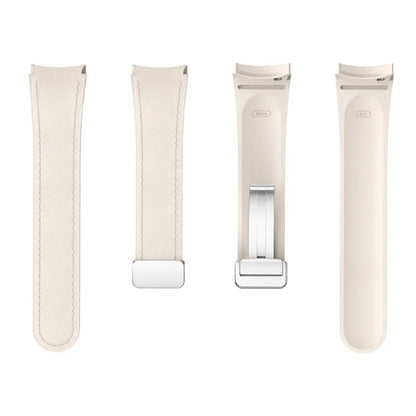 For Samsung Watch FE 40mm / Watch4 Classic Active / Watch 5 / Watch6 Classic Silicone+Leather Band Smartwatch Strap