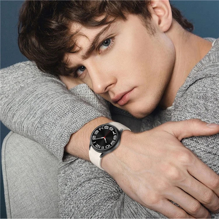 For Samsung Watch FE 40mm / Watch4 Classic Active / Watch 5 / Watch6 Classic Silicone+Leather Band Smartwatch Strap