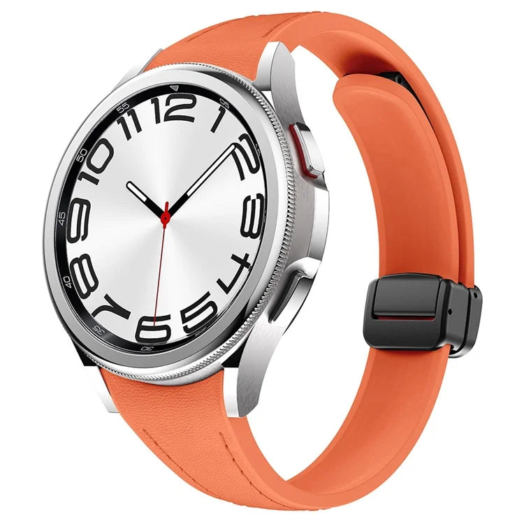 For Samsung Watch FE 40mm / Watch4 Classic Active / Watch 5 / Watch6 Classic Magnetic Buckle Leather+Silicone Strap